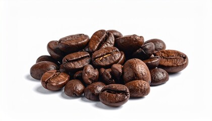 Naklejka premium Steaming Roasted Coffee Beans on White Background Symbolizing Freshness and Editorial Styling for Culinary and Lifestyle Use