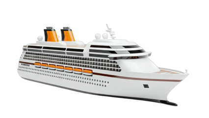 Cruise Ship Isolated on White Background