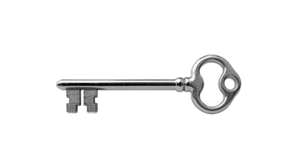 Ornate Antique Key with Clover Bow – Decorative Historical Lock Illustration