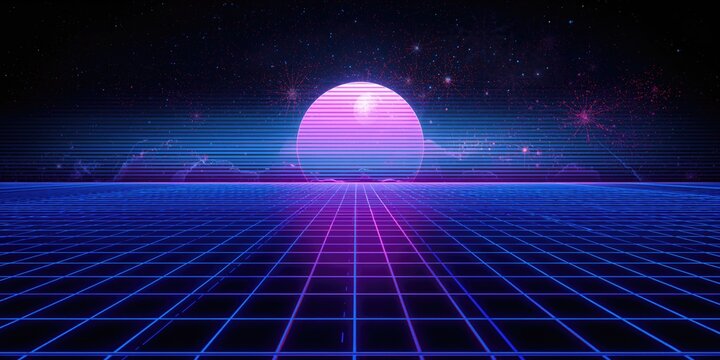 Retro digital background with 1980s aesthetic, suitable for vintage dance party layouts