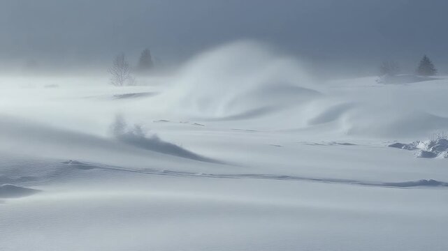 Extreme weather conditions during a fierce winter blizzard.