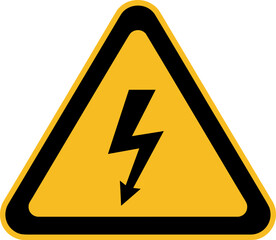 High voltage warning sign in a triangular shape on a yellow background