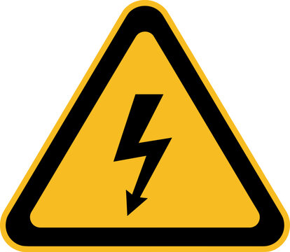 High voltage warning sign in a triangular shape on a yellow background