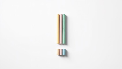 Vibrant chalks forming an exclamation shape on a white surface, suitable for classroom displays and educational layouts