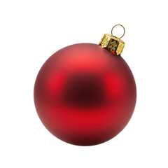 extreme macro close-up of a perfect, single ruby red matte christmas ball ornament with a highly polished gold cap, isolated on a clean white background. concept for luxury holiday decor