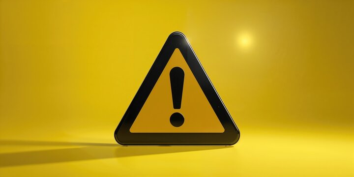 Isolated hazard warning sign featuring a black triangle on yellow, serving as a safety indicator for potential risks - Powered by Adobe