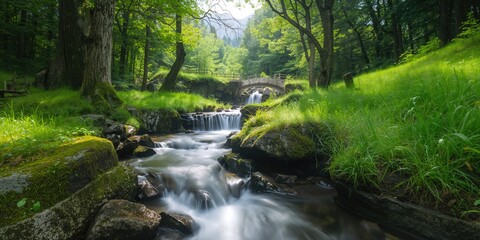 Obraz premium Scenic view of underground streams in Mototaki, Akita Prefecture, natural erosion processes