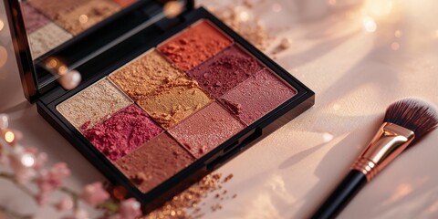 Close-up of eye shadow pigmentation with textured surface, designed for makeup application backgrounds, Earth Day