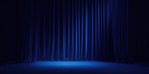 Shadowed blue curtain setting with fabric texture, ideal for UI backdrop or presentation backgrounds