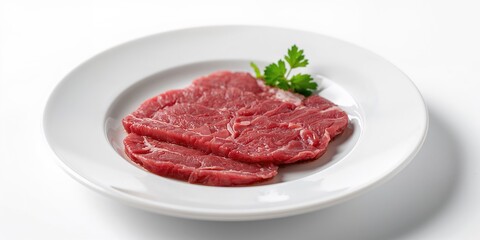 Fototapeta premium Coronary-risk processed meat served on a plate, food safety awareness day