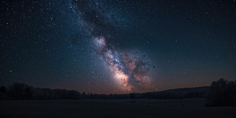 Naklejka premium Night sky in winter, ideal for astronomy observation and seasonal stargazing activities