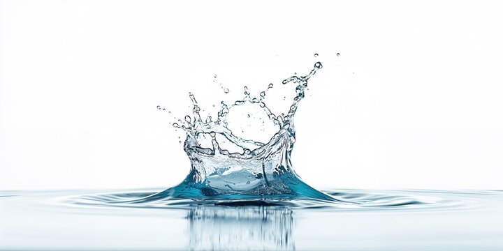 Water splashes isolated on white background serving as UI backdrop, fluid dynamics, World Water Day