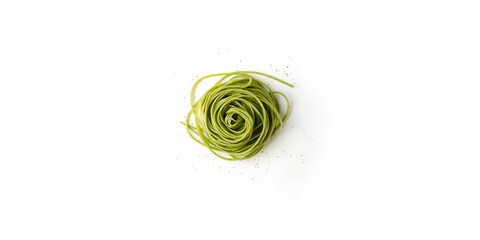 Dried spinach fettuccine pasta on white background, food preparation, focusing on healthy ingredients, Kitchen, World Food Day