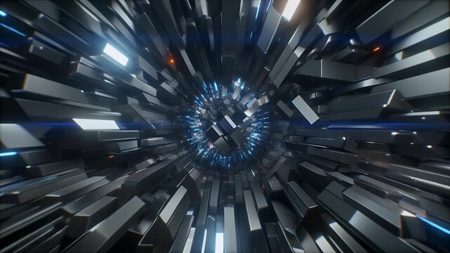 Futuristic SciFi Tunnel Hyperspace Jump Animation Loop.