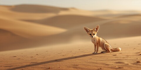 Naklejka premium Fennec fox, Fennecus zerda, small desert fox, adapted for nocturnal activity
