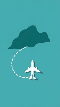 White airplane in aqua sky near cloud. Perfect for aviationthemed designs, travel brochures, and transportation promotions. Flight freedom concept.