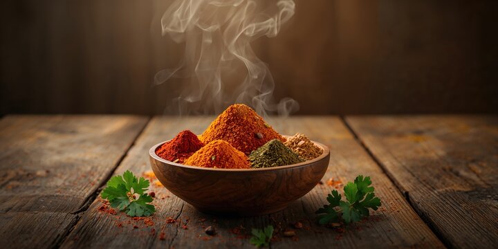Indian spice mix with vibrant spices for culinary flavoring, highlighting complex ingredients - Powered by Adobe