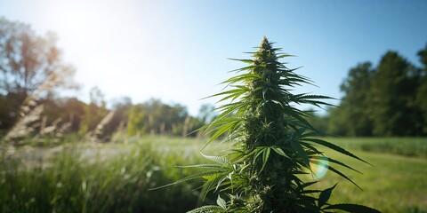 Naklejka premium Marijuana plants cultivated outdoors, sustainable farming practices, Earth Day