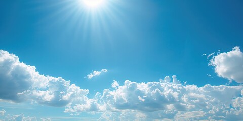 Blue sky and white clouds during daylight for background, ideal for web UI backdrops, World Environment Day