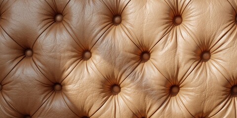 Fototapeta premium Beige leather upholstery with a luxurious texture used as an interior background, suitable for layout design