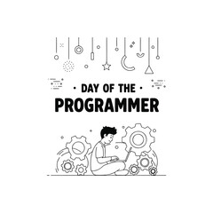 Day of the Programmer Monoline Working Man with Gears