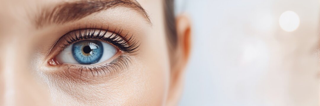 Extreme close-up of an eye showing detailed iris and eyelashes, highlighting textures and patterns, ideal for ophthalmology or biometrics, World Sight Day