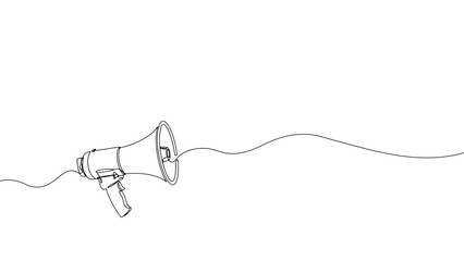 Obraz premium continuous line drawing of a megaphone speaker on white background