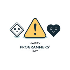 Happy Programmers' Day Warning, Square, and Heart Icons