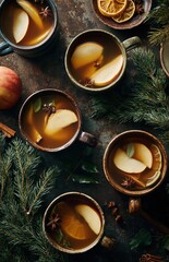 Winter spiced apple tea with herbs