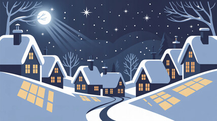Magical Winter Village on Christmas Eve
