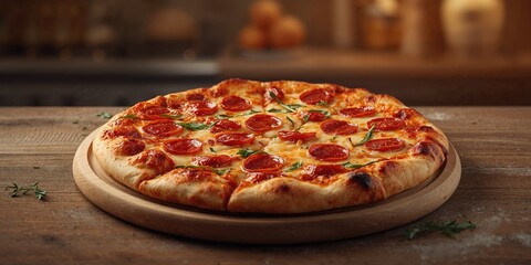 Pizza menu display showcasing a pepperoni and mozzarella cheese pizza, intended for advertising or layout