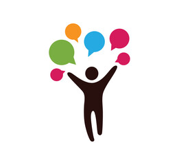 Happy Figure with Juggling Speech Bubbles Icon