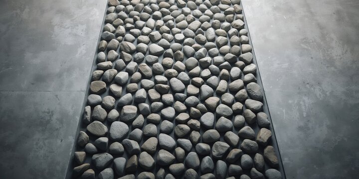 Abstract rocky grunge grain background with pebbled stone flooring, suitable for editorial header or visual layout