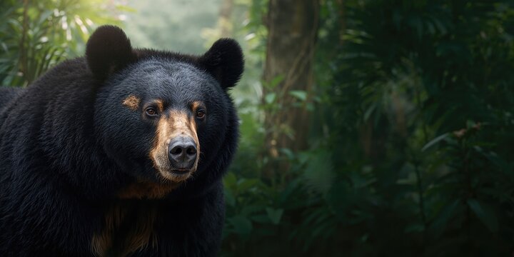 Malayan bear with a damaged eye and wart, wildlife health concern