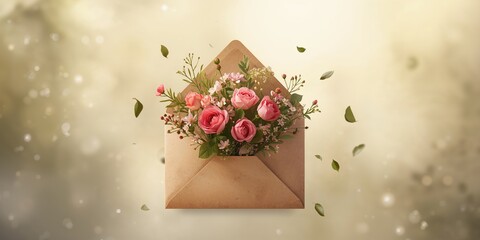 Mother's Day greeting card with a floral bouquet on a mailer, suitable for sending seasonal wishes