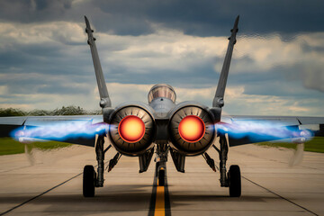 Military jet fighter take off