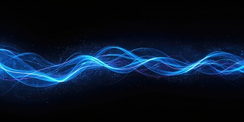 Modern digital texture featuring neon line patterns and wave flows for tech interface design