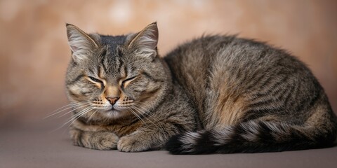 Grey tiger cat portrait, fur pattern for background design purposes