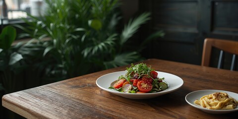 Fresh vegetable salad displayed on a rustic background with greenery, highlighting nutritious eating, World Food Day