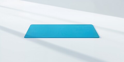 Blue yoga mat positioned on a white background, ideal for fitness or wellness design elements