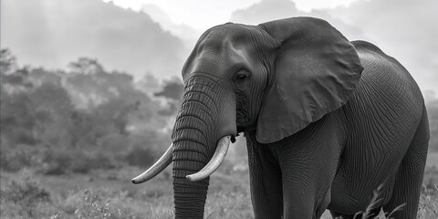 Obraz premium African elephant in Kruger Park, South Africa, wildlife conservation awareness