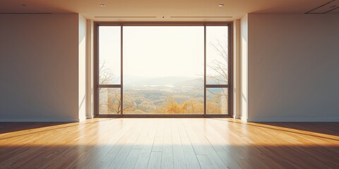 Fototapeta premium Contemporary metal and plastic window in interior setting, focusing on construction materials and natural light utilization