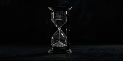 Sandglass egg timer on dark surface, highlighting the passage of time and deadlines, World Time Day