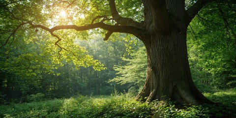 Obraz premium Inside a lush forest viewed from within natural preservation efforts, Earth Day
