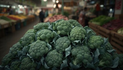 Vegetable stand featuring broccoli, emphasizing fresh produce for nutritious eating choices
