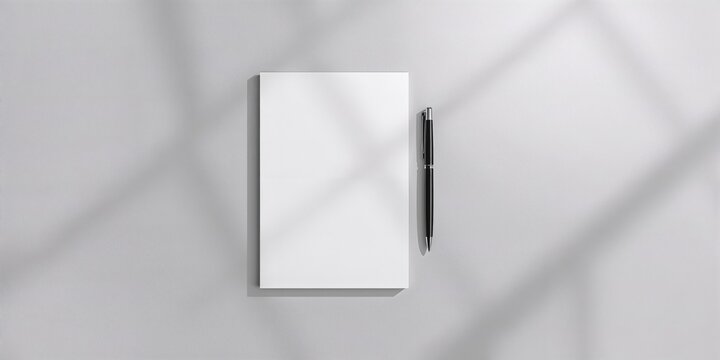 Note papers and pen on a gray background used for writing or note-taking, workspace organization