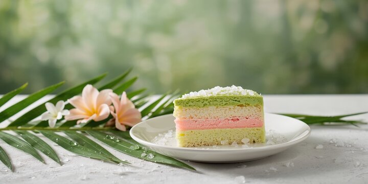 Thai layered dessert, its multi-layered structure for culinary presentation