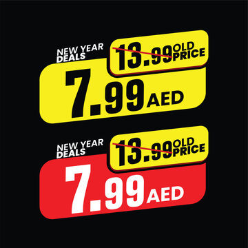 Retail Sale Tag Template Featuring Slashed Old Price and New 7.99 AED Offer