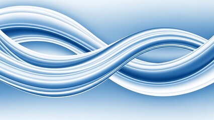 Title: Abstract blue infinity symbol with smooth flowing lines and gradients on a light blue