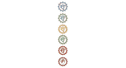 Chakra symbols aligned vertically colorful spiritual geometric design concept for balance